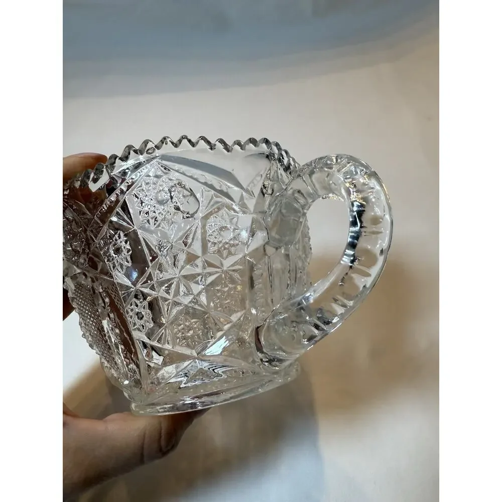 1930’s Pressed Glass, Star Design, MG6 by McKee 4” W x 3.5” H